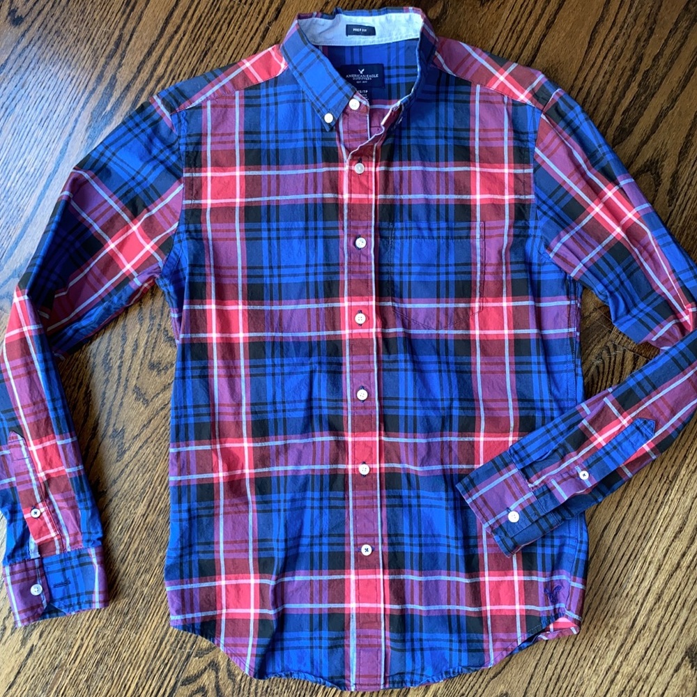 AE Outfitters Plaid Button Front Prep Fit Shirt XS